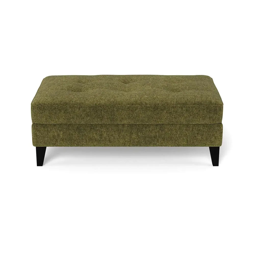 Footstool with Tapered Legs - Green, Boucle Velvet