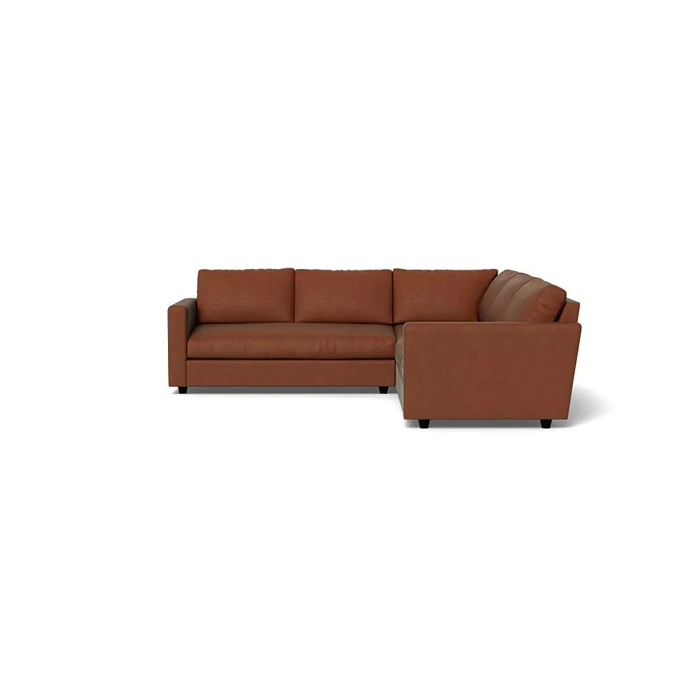 Full Corner Sofa with Cushions - Brown, Velvet