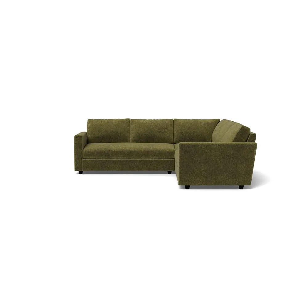Full Corner Sofa with Cushions - Green, Boucle