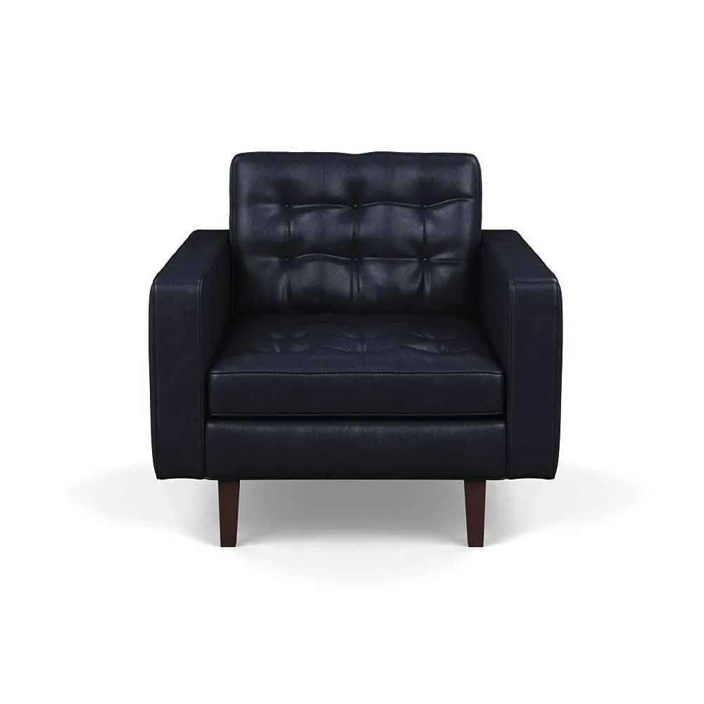 Hepburn Armchair - Black, Stonewash Leather image