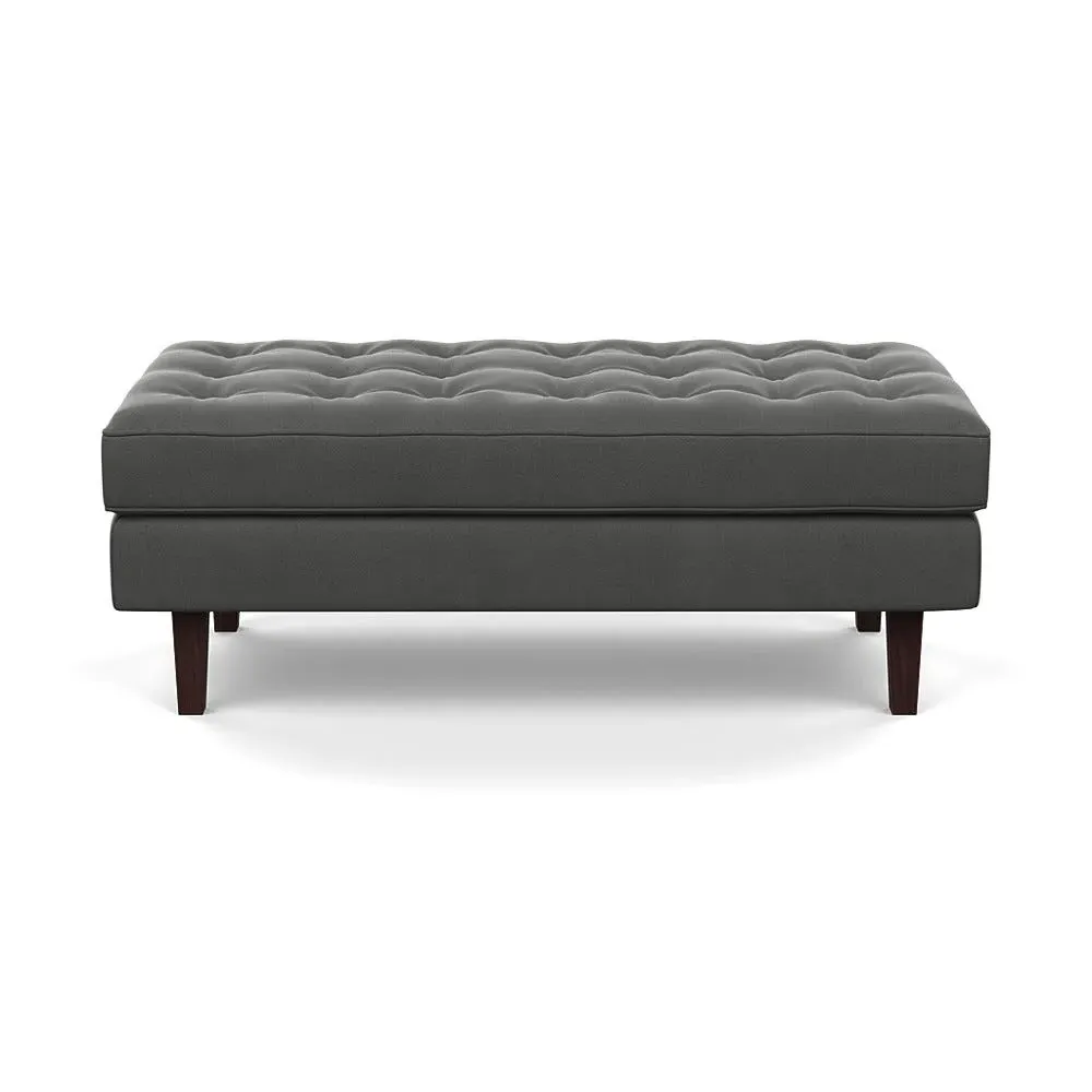 Hepburn Ottoman with Black Feet - Grey, Velvet image