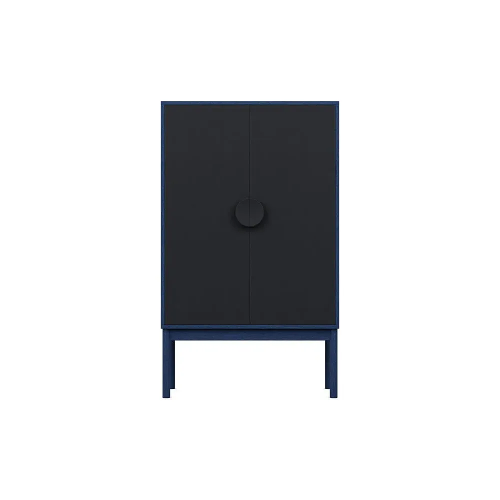 Highboard with Black Doors - Blue, Wood image