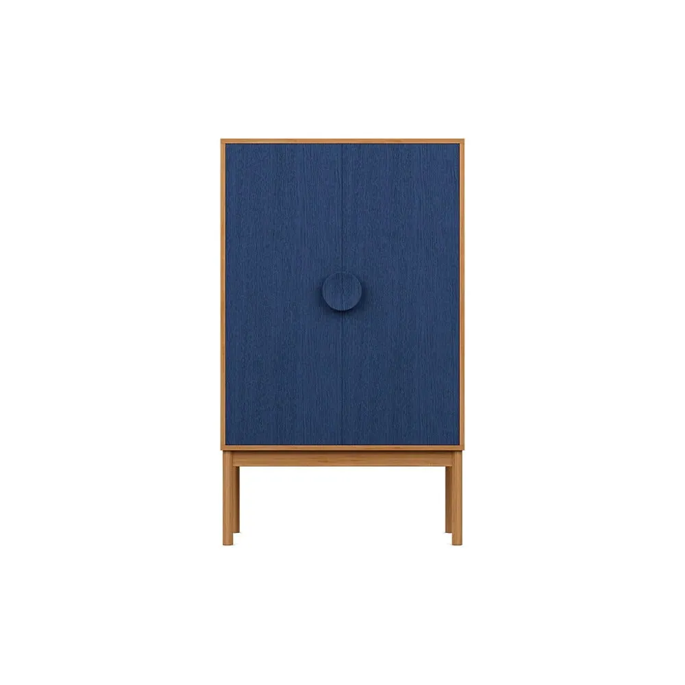 Highboard with Blue Doors - Natural, Oak
