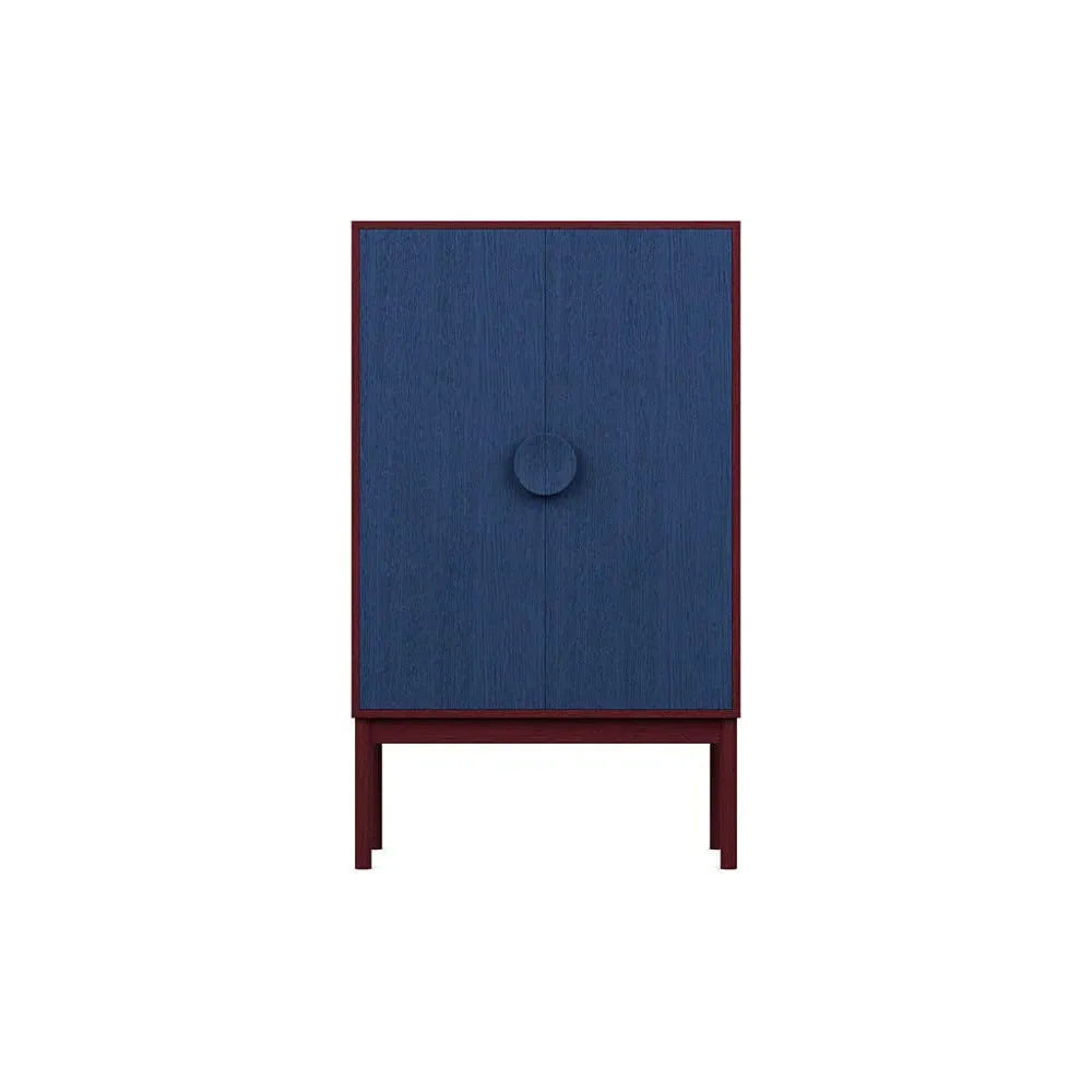 Highboard with Blue Doors - Red, Wood