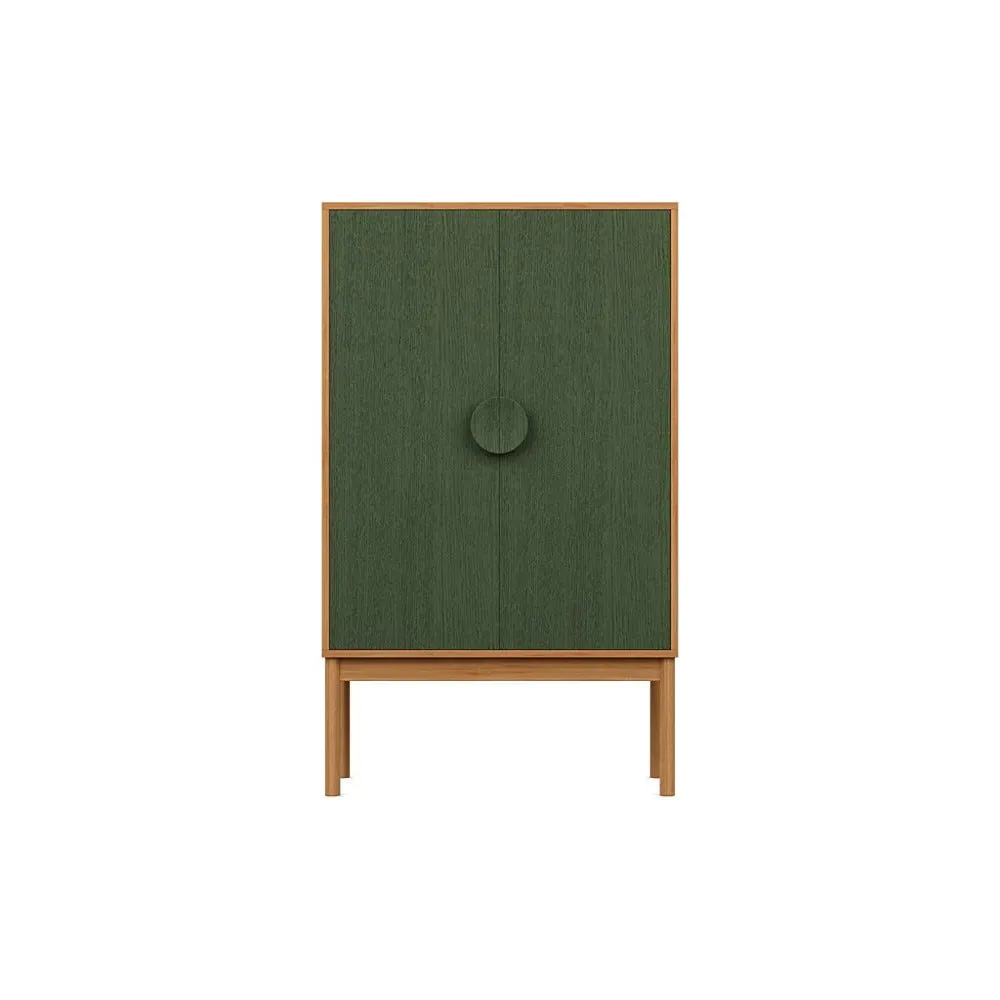 Highboard with Green Doors - Natural, Oak