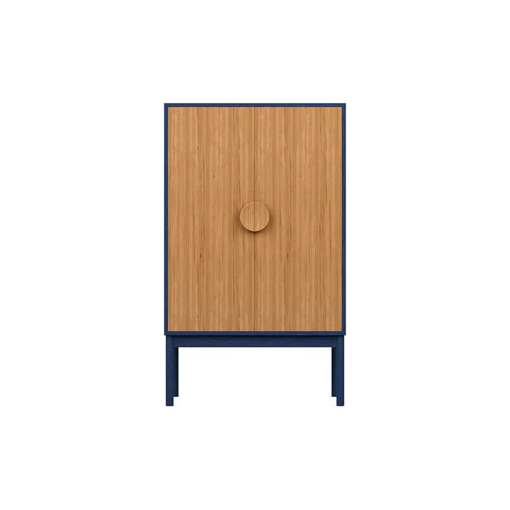 Highboard with Oak Doors - Blue, Wood