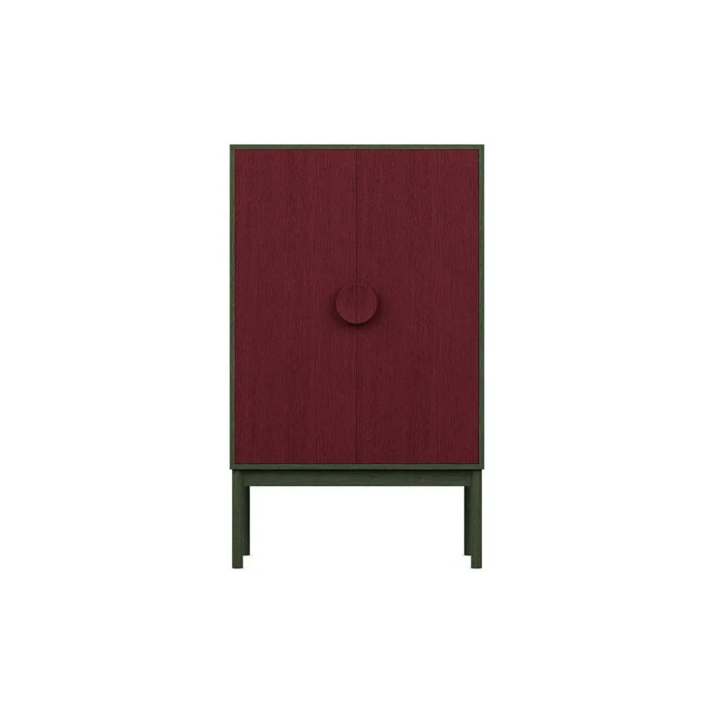 Highboard with Red Doors - Green, Oak