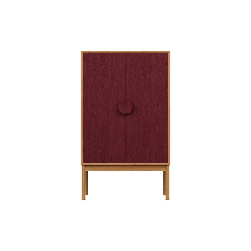 Highboard with Red Doors - Natural, Oak