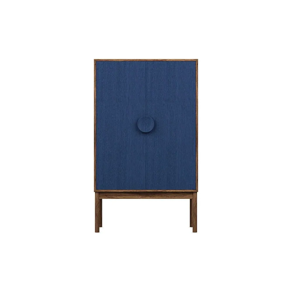Highboard with Stained Doors - Blue, Walnut