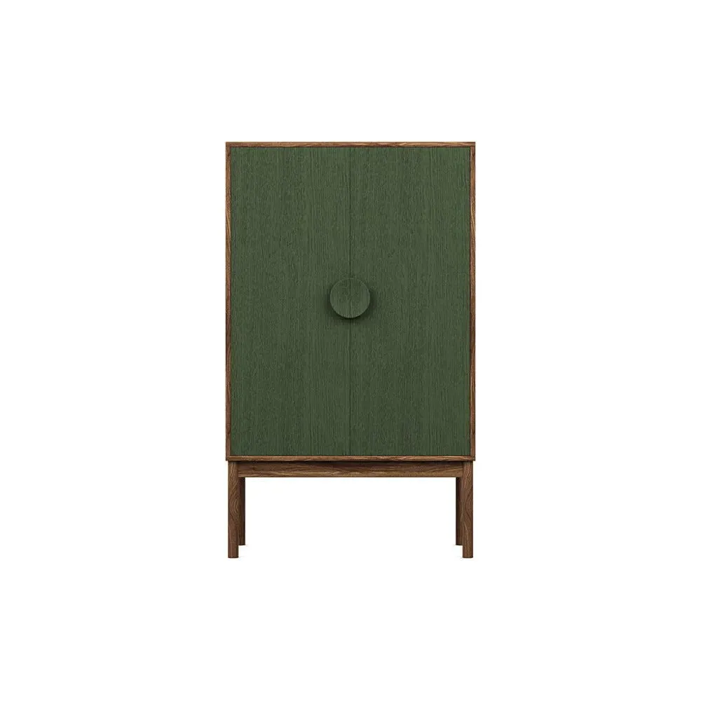 Highboard with Stained Doors - Green, Walnut