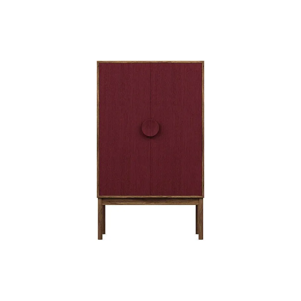 Highboard with Stained Doors - Red, Walnut