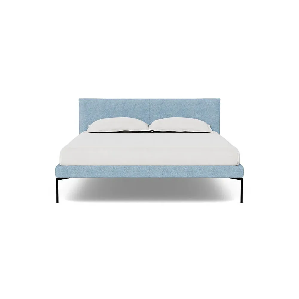 King Bed with Curved Headboard - Blue, Boucle