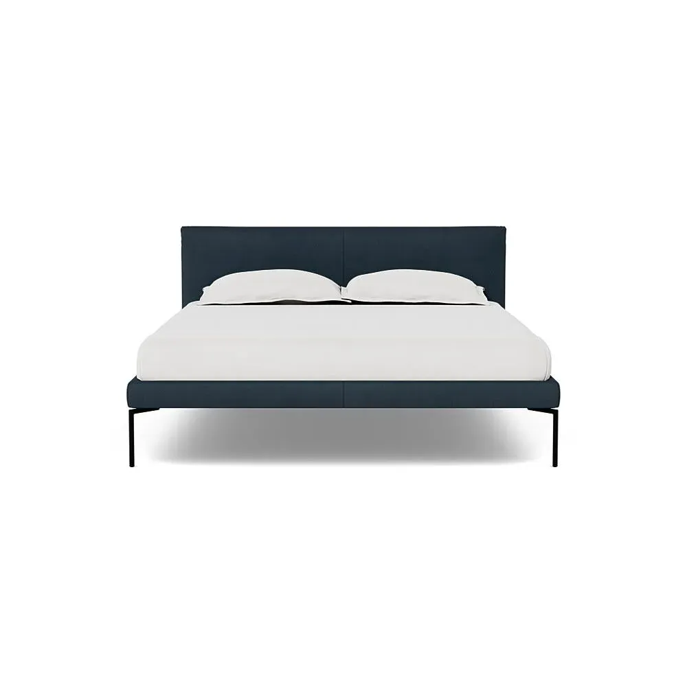King Bed with Curved Headboard - Blue, Cotton