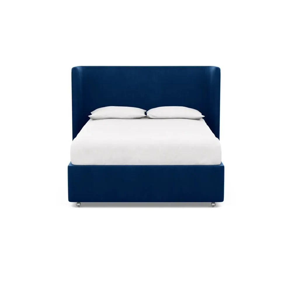 King Headboard - Blue, Velvet