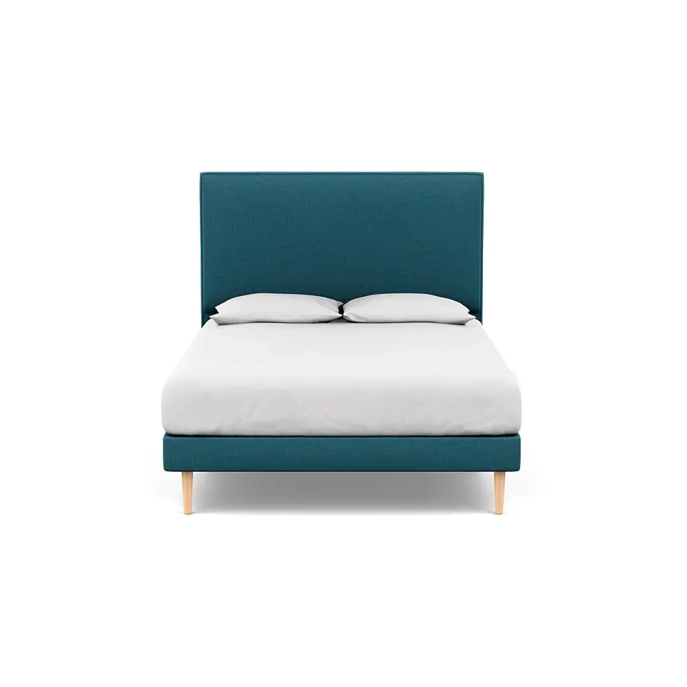 King Headboard with Piping - Blue, Cotton