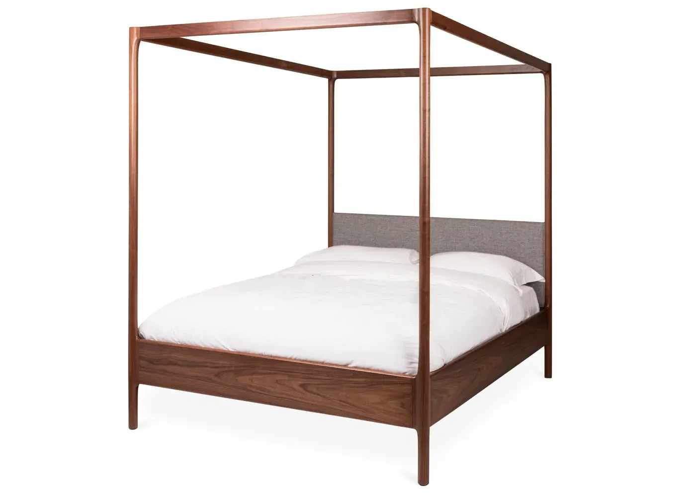 King Size 4-Poster Bed - Walnut, Solid Wood