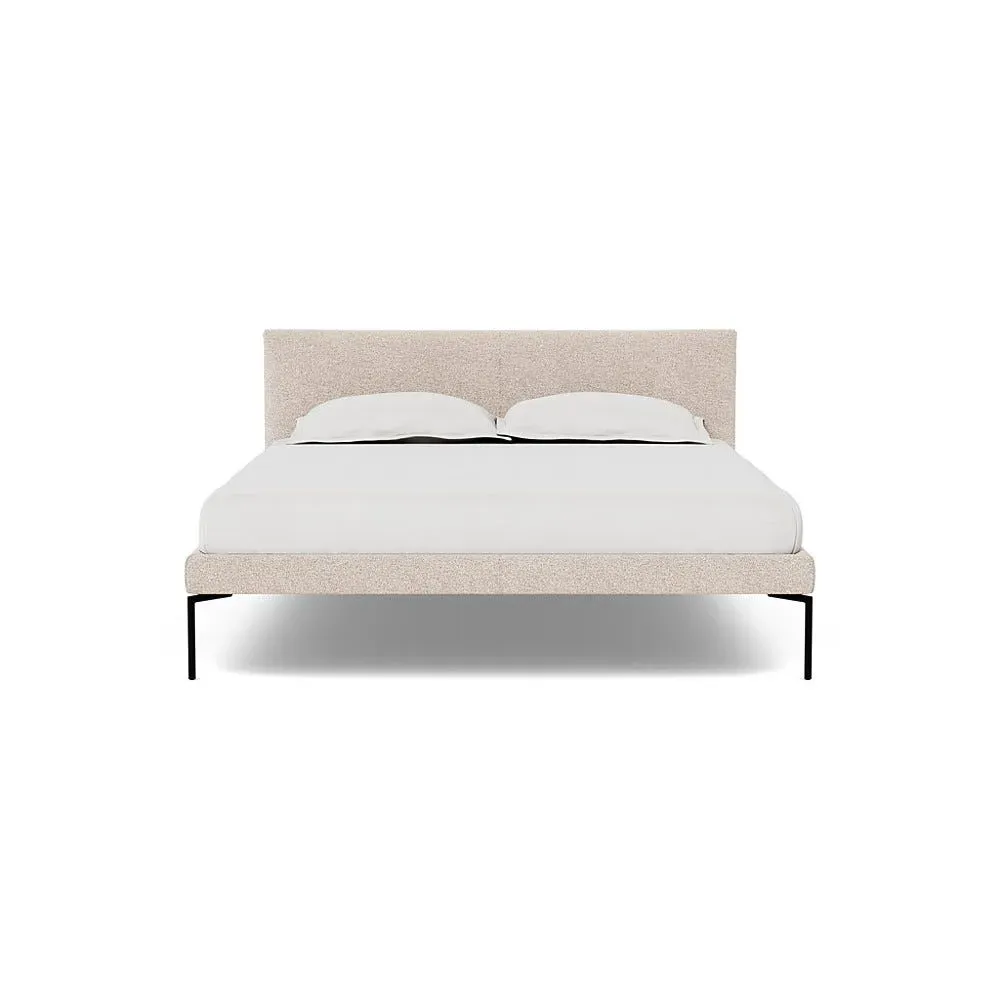King Size Bed with Curved Headboard - Taupe, Boucle