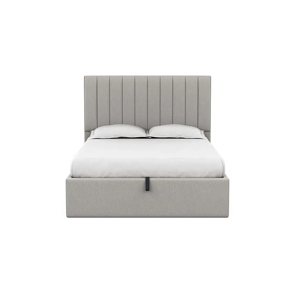 King Size Headboard with Lift Storage - Grey, Linen image