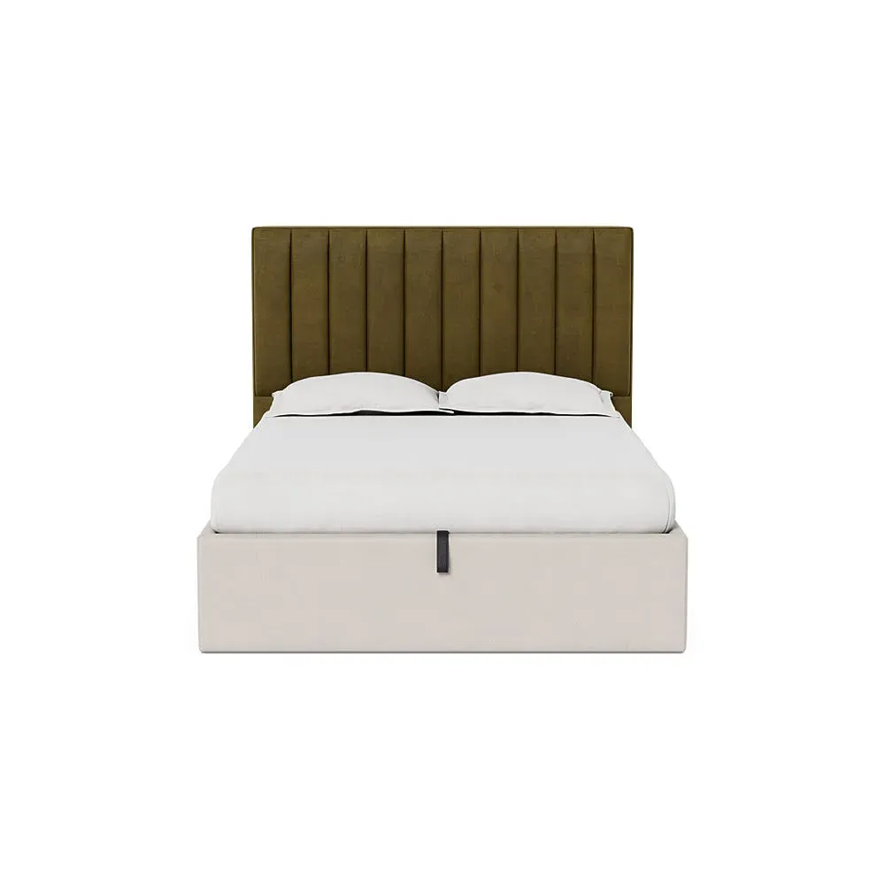 King Size Headboard with Storage - Green, Velvet