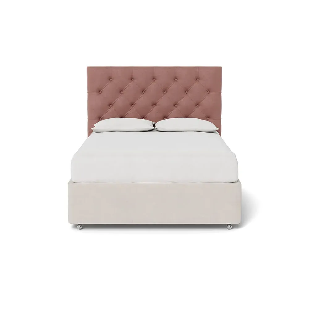 King Size Headboard with Storage - Pink, Velvet