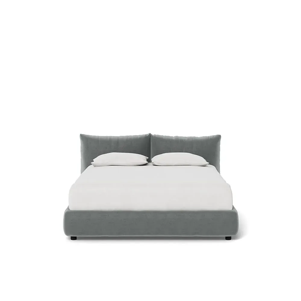 King Size Pillow Bed - Grey, Velvet