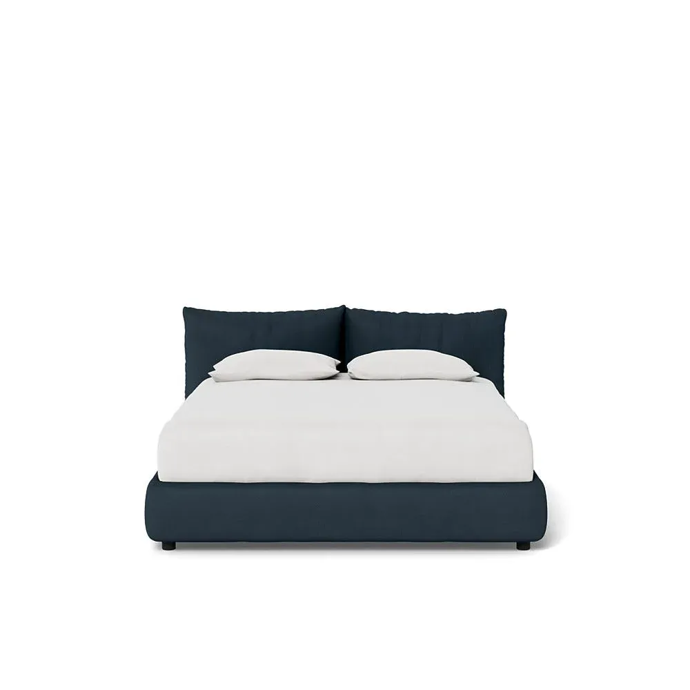 King Size Pillow Storage Bed - Blue, Cotton