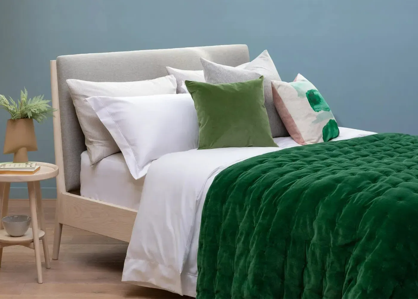 King Size Velvet Quilt - Emerald Green