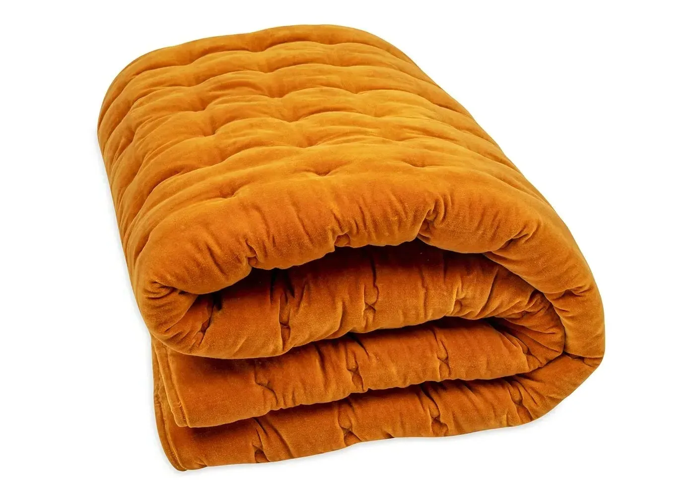 King Size Velvet Quilt - Ochre, Cotton