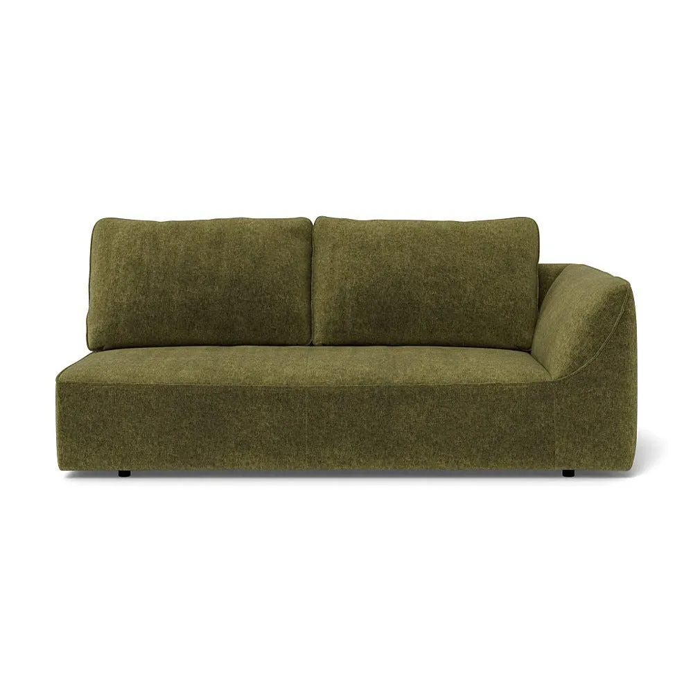 L-Shaped 3-Seater Sofa Unit - Green, Boucle Velvet