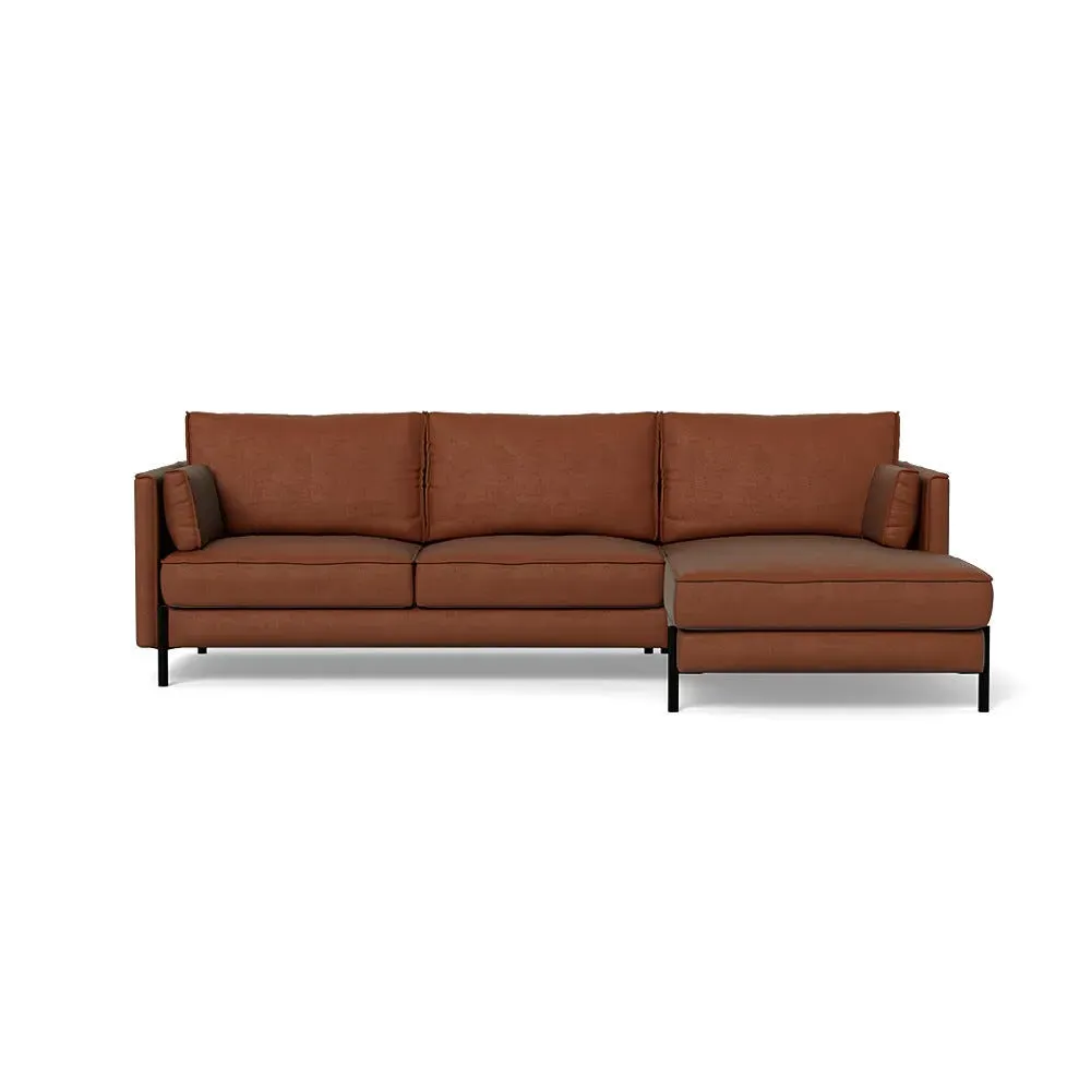L-Shaped Chaise Sofa - Brown, Smart Luxe Velvet