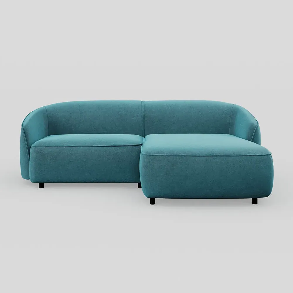 L-Shaped Chaise Sofa LHF - Blue, Velvet