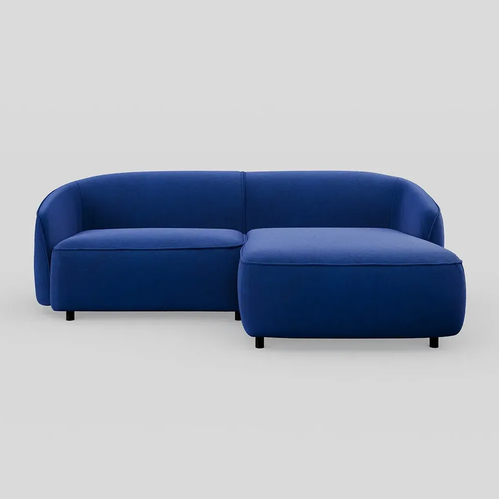 L-Shaped Chaise Sofa LHF - Blue, Velvet