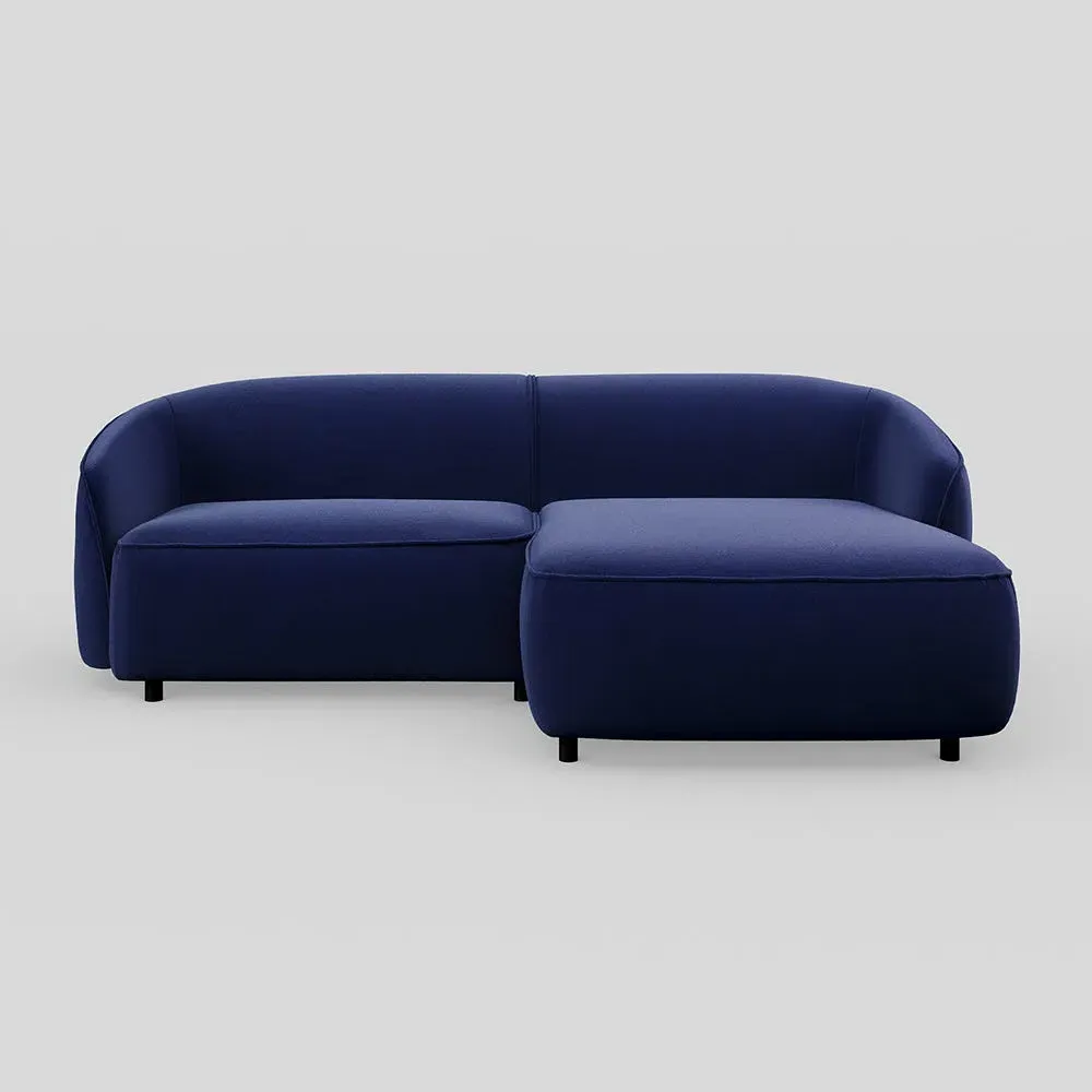 L-Shaped Chaise Sofa LHF - Blue, Velvet