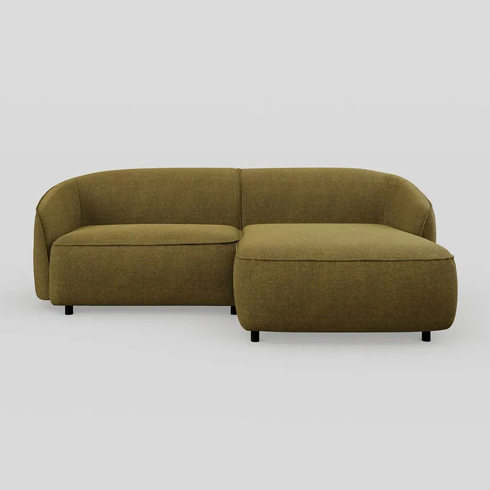 L-Shaped Chaise Sofa LHF - Green, Velvet