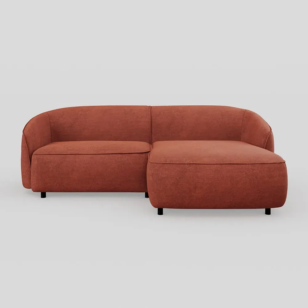 L-Shaped Chaise Sofa LHF - Orange, Velvet