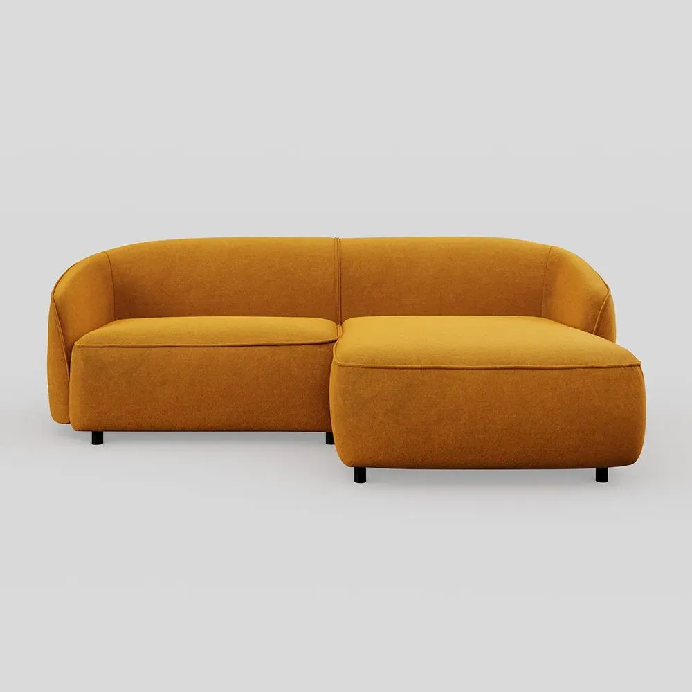 L-Shaped Chaise Sofa LHF - Yellow, Velvet