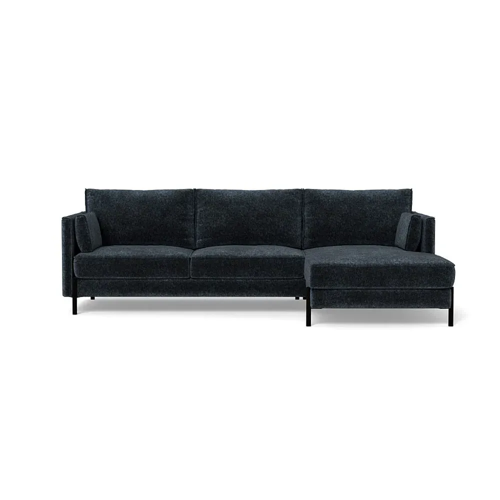 L-Shaped Corner Chaise Sofa - Blue, Boucle Velvet