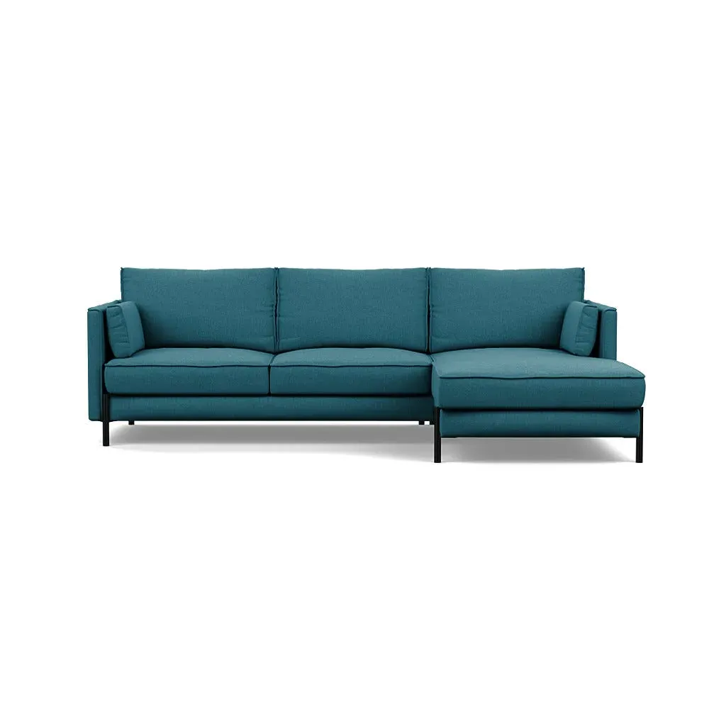 L-Shaped Corner Chaise Sofa - Blue, Cotton image