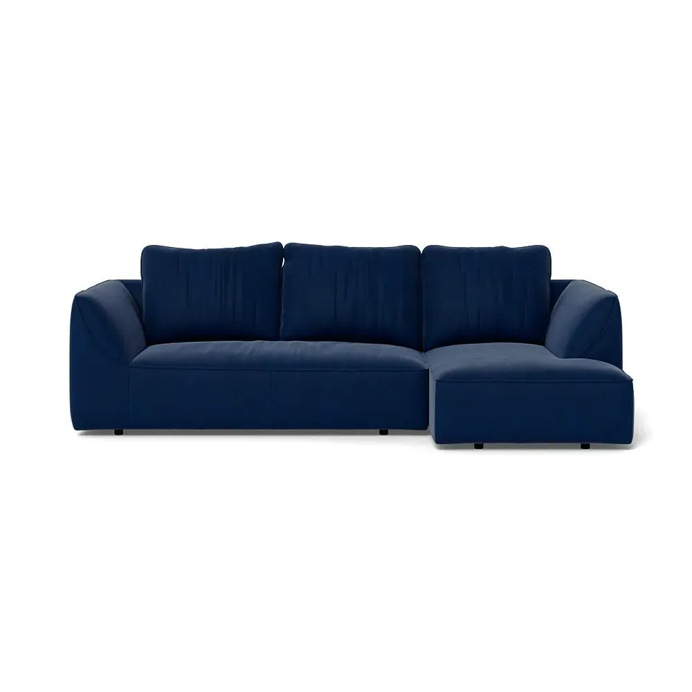 L-Shaped Corner Chaise Sofa - Midnight, Velvet