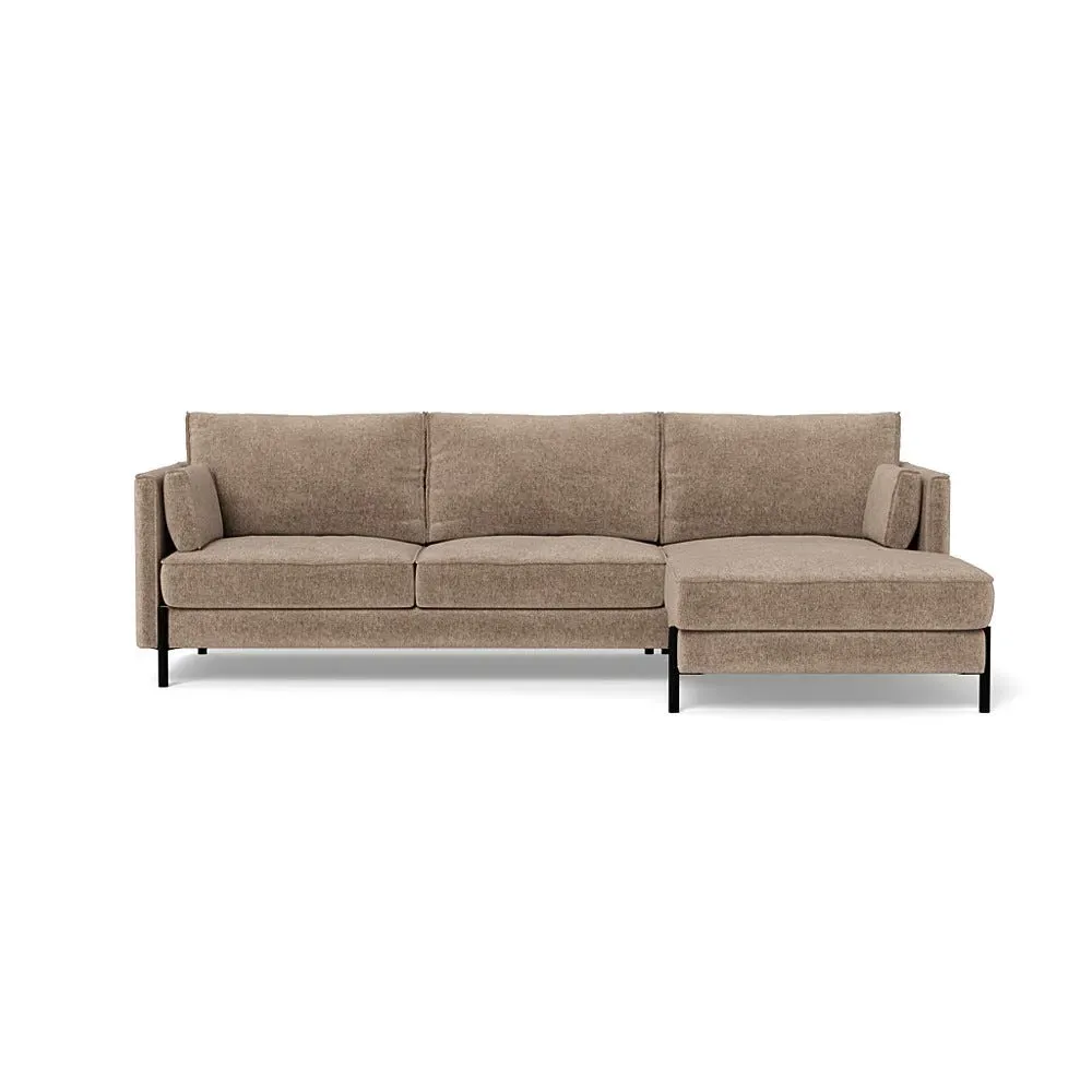 L-Shaped Corner Chaise Sofa - Natural, Boucle Velvet