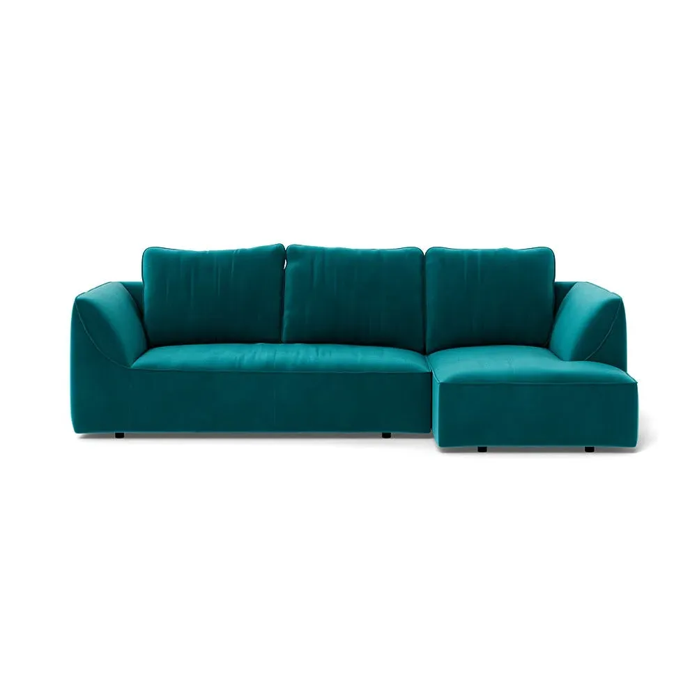 L-Shaped Corner Chaise Sofa - Petrol, Smart Velvet