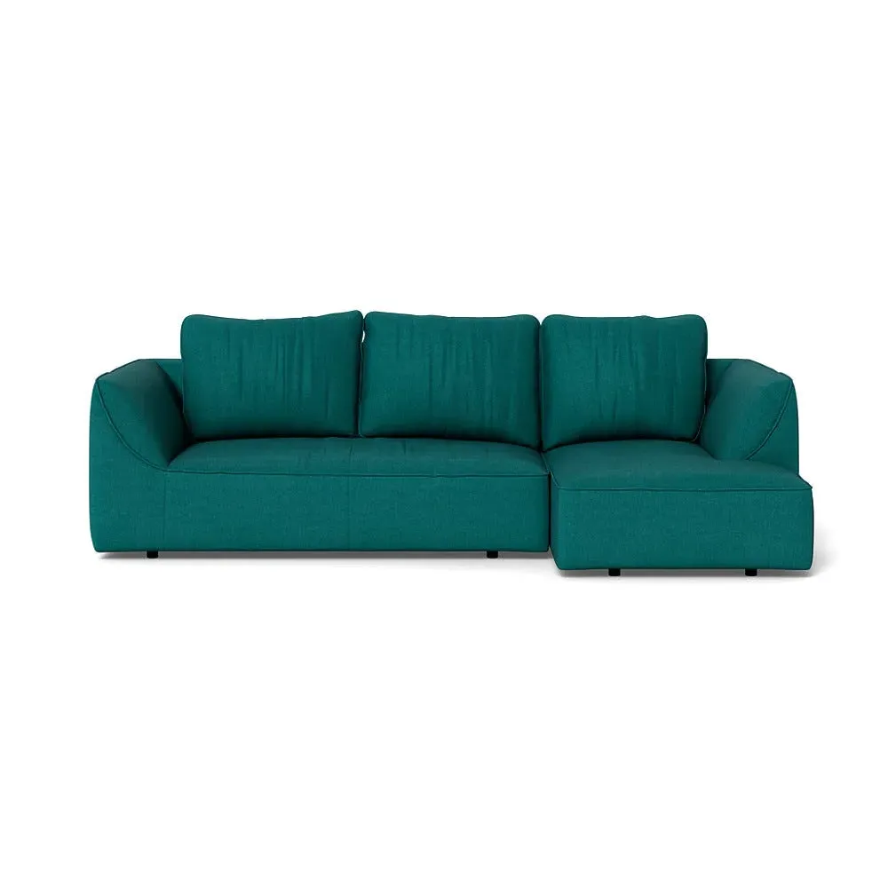 L-Shaped Corner Chaise Sofa - Pine, Brushed Cotton