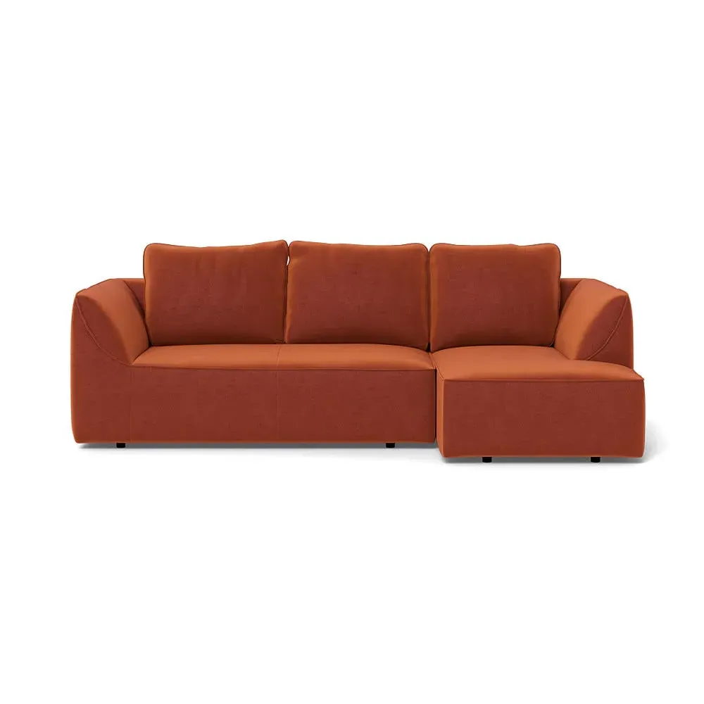L-Shaped Corner Chaise Sofa - Russet, Cotton Velvet