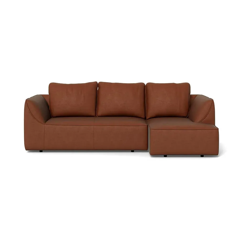 L-Shaped Corner Chaise Sofa - Tawny, Smart Luxe Velvet