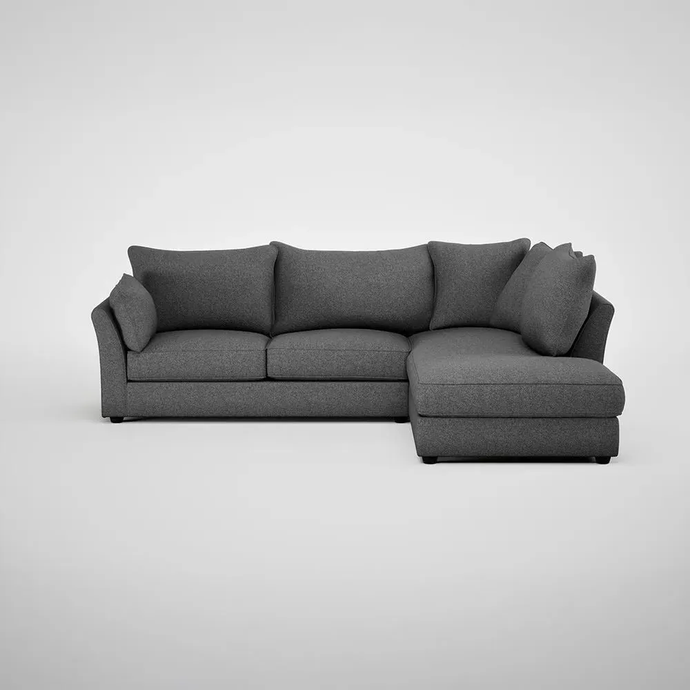 L-Shaped Corner Sofa - Black, Melton Wool image