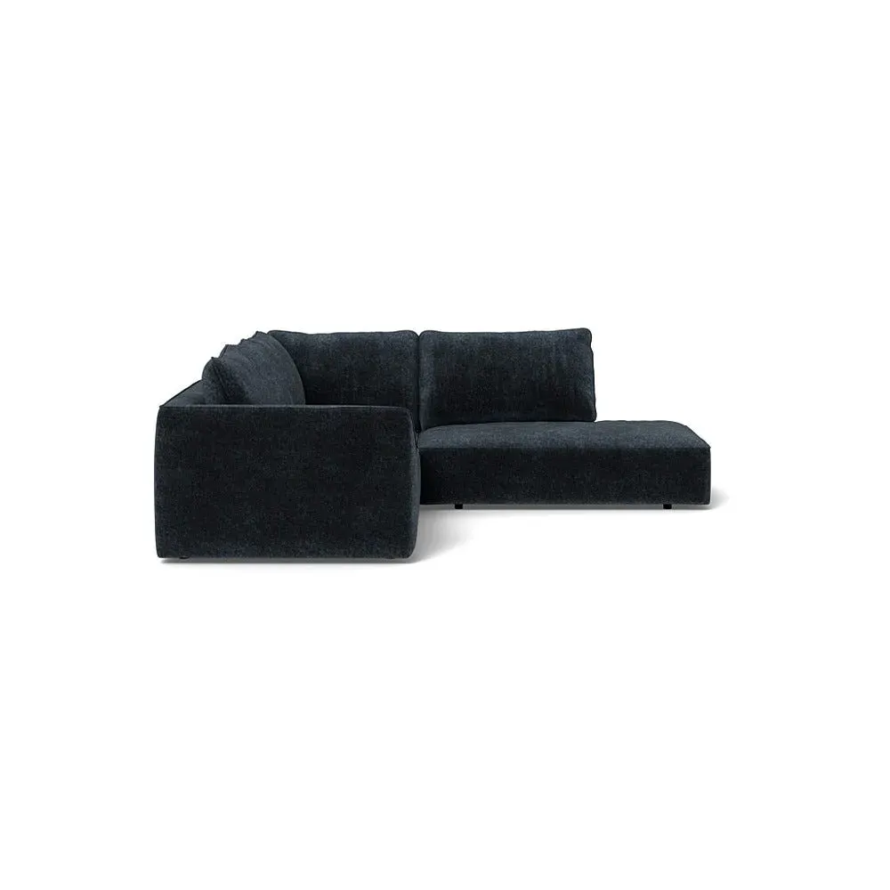 L-Shaped Corner Sofa - Blue, Boucle Velvet