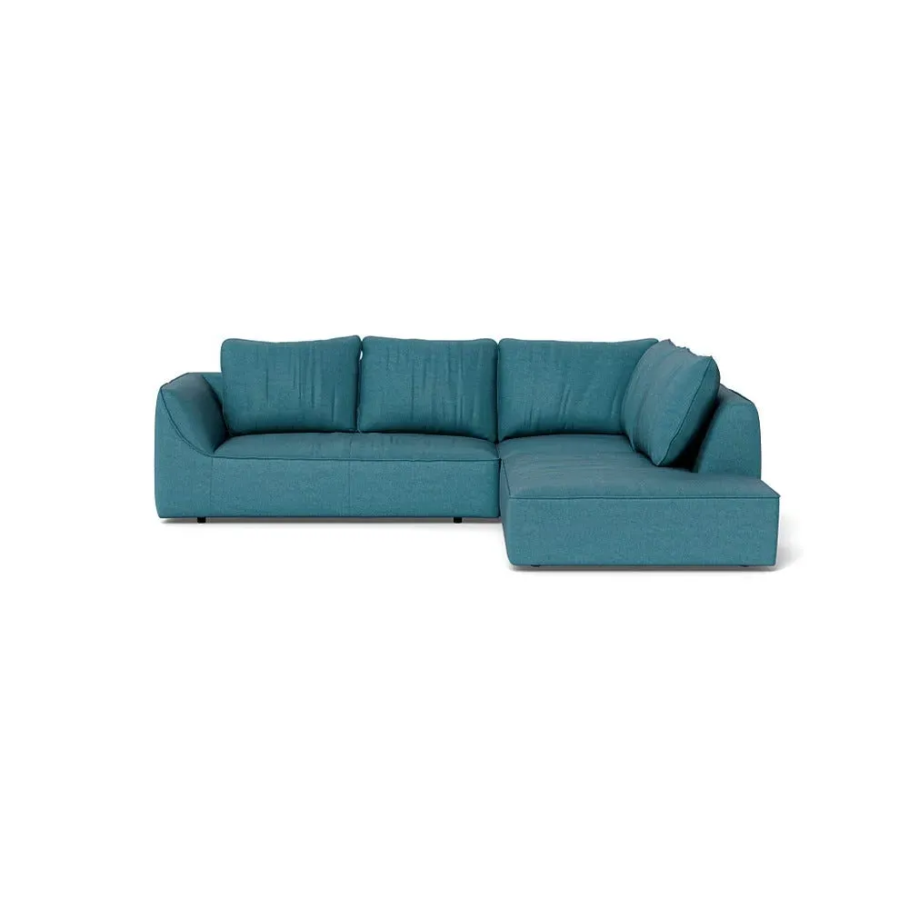 L-Shaped Corner Sofa - Blue, Brushed Cotton image