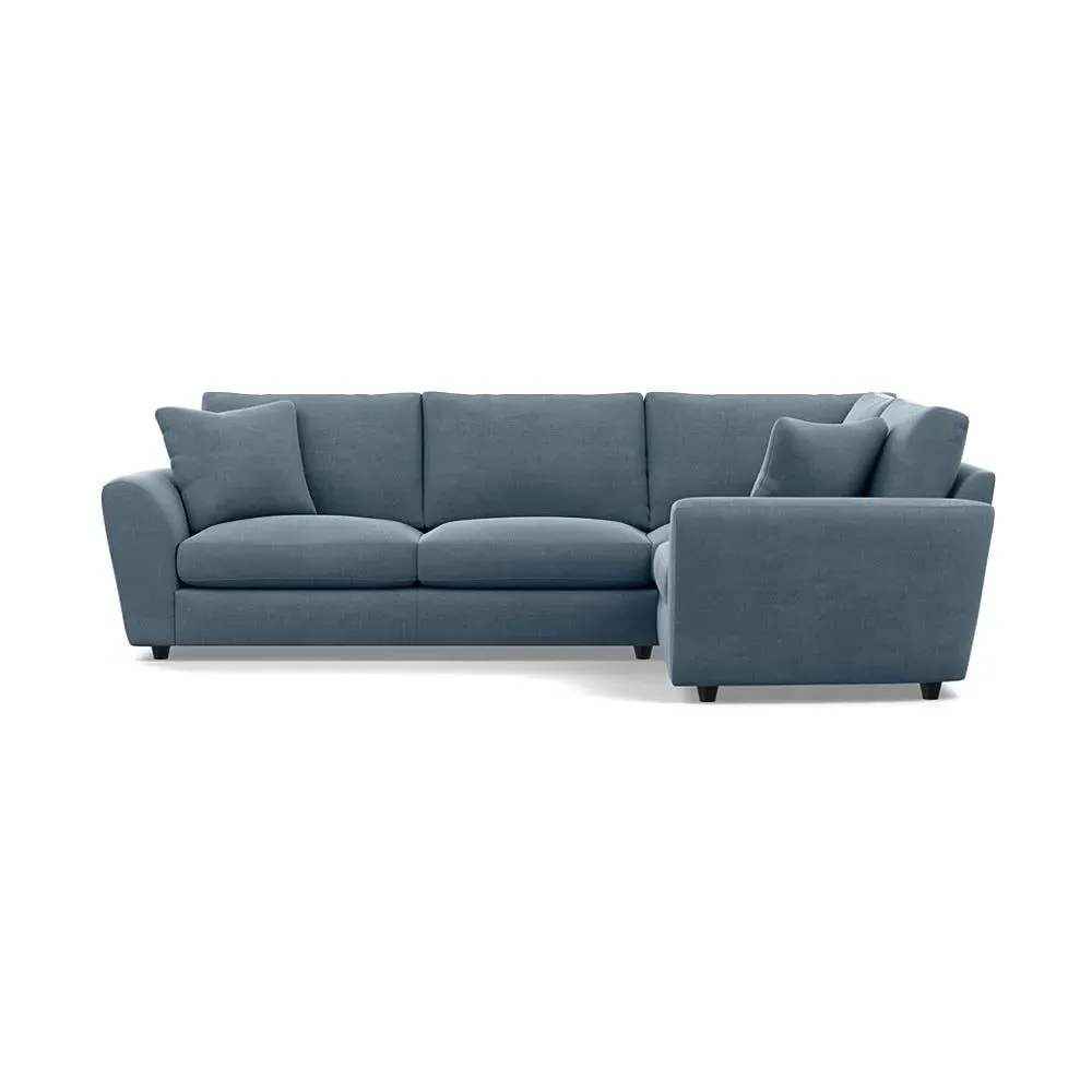 L-Shaped Corner Sofa - Blue, Linen-Cotton image