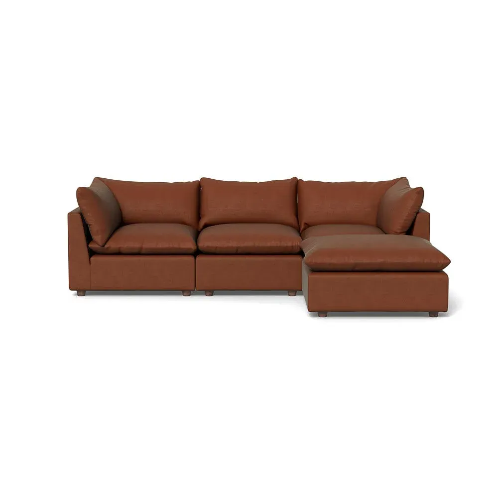 L-Shaped Corner Sofa - Brown, Smart Luxe Velvet