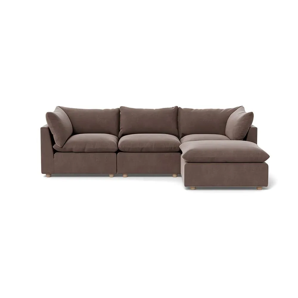 L-Shaped Corner Sofa - Brown, Smart Velvet image